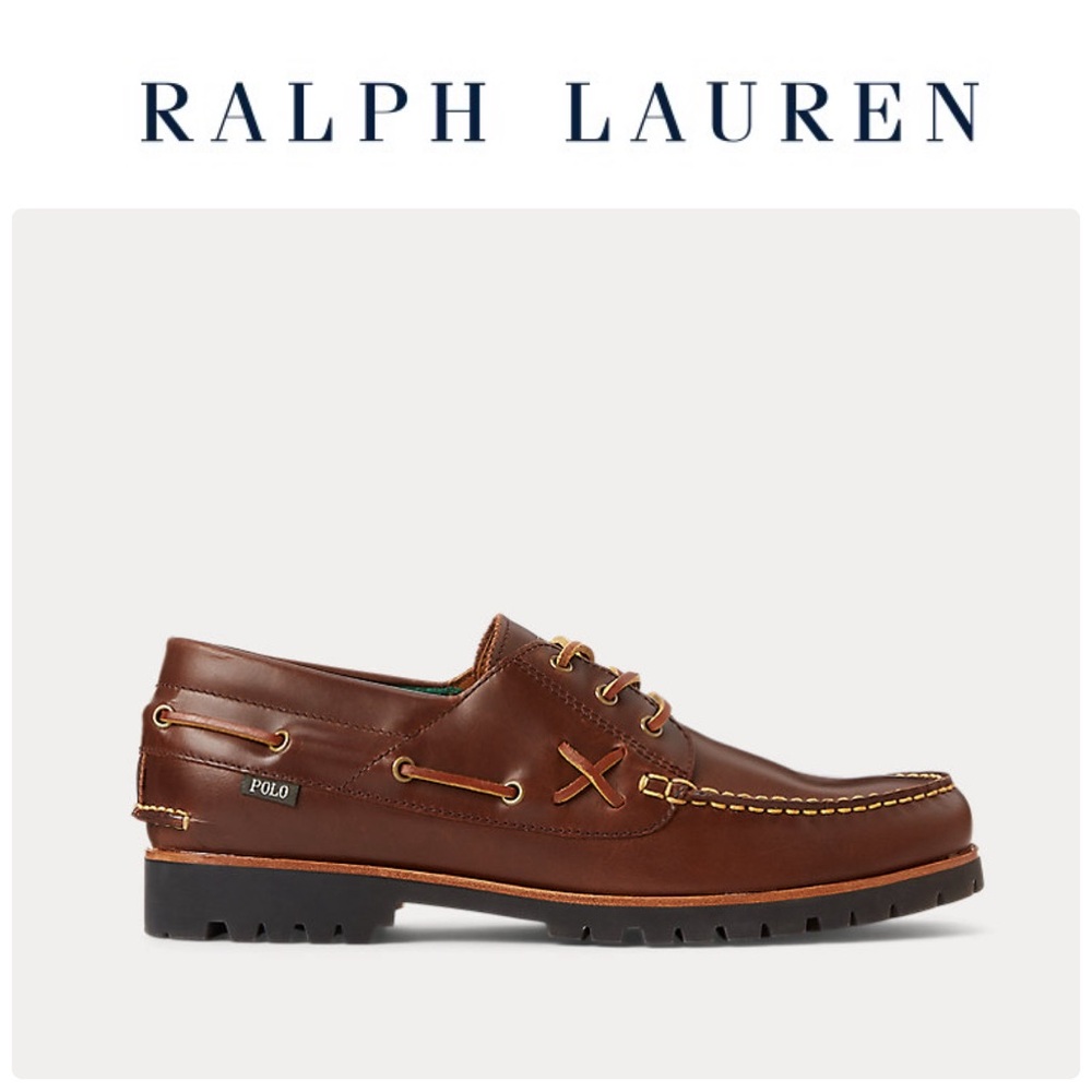 Polo Ralph Lauren Range Deck Shoes in Chocolate Brown Leather